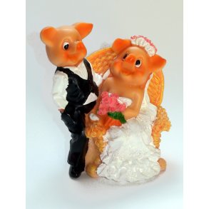 11 cm kagefigur til bryllup - ''Grisepar''