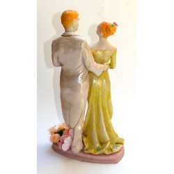 24 cm stor bryllupsfigur - Yndig par - gr&oslash;n/beige