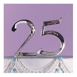 Kage eller bordpynt 25 r - Slvbryllup