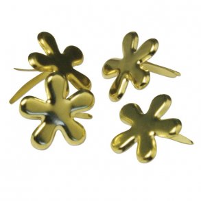 Brads - Blomster - Guld - 12 mm - 50 stk