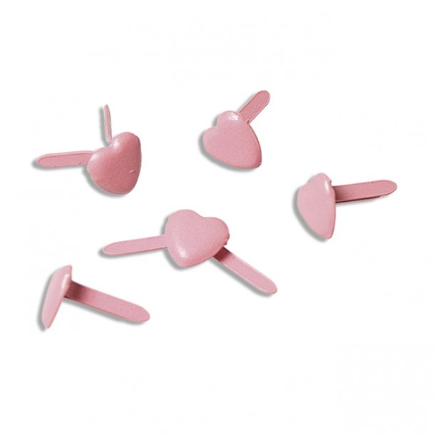 Brads - Hjerter - Rosa -  4 mm - 100 stk