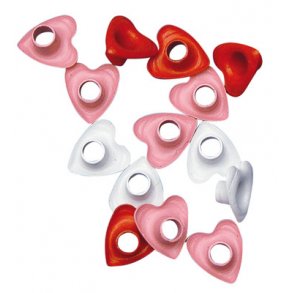 Eyeletsmotiv  Hjerter - R&oslash;de/Hvide