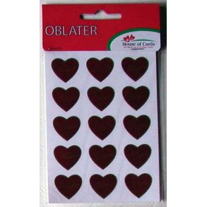 Oblater - røde hjerter med guldkant tillykke
