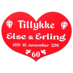 60 r - Skjold til diamantbryllup - Hjerte