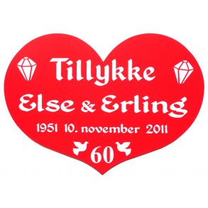 60 r - Skjold til diamantbryllup - Hjerte