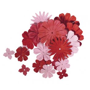 Blomsterblanding - røde og rose toner