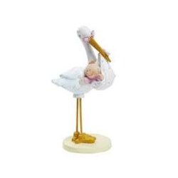 Barnedb - bordpynt til pige - stork med baby