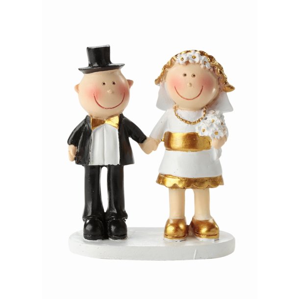  5,5 cm Bryllupsfigur - guldbrudepar