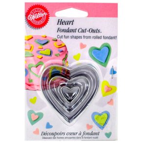 Udstikker sæt - Hjerter - 3 dele i rustfri stål