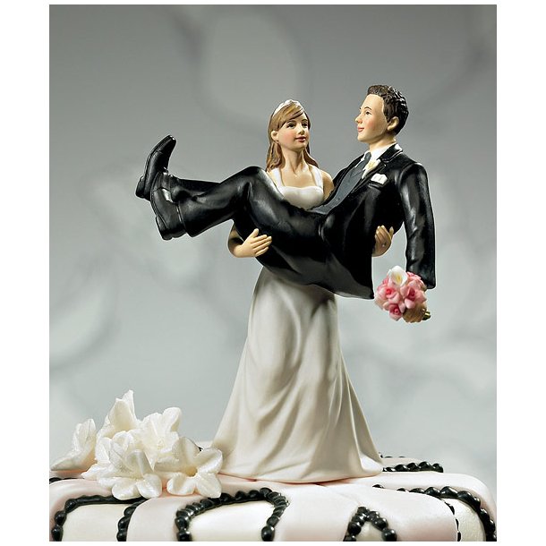 13,3 cm kagefigur til bryllup - Brud b&aelig;rer gom