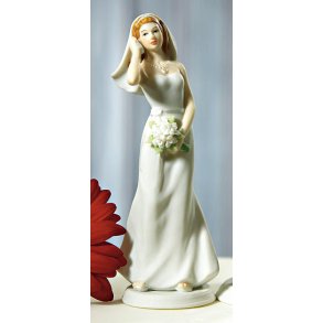 14 cm kagefigur eller bordpynt - mobiltelefon pige