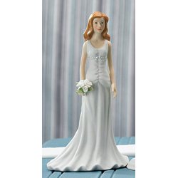 14 cm kagefigur eller bordpynt - Hvid kjole