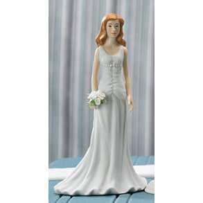 14 cm kagefigur eller bordpynt - Hvid kjole