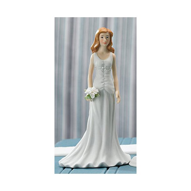 14 cm kagefigur eller bordpynt - Hvid kjole
