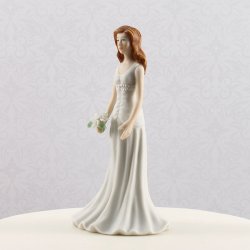 14 cm kagefigur eller bordpynt - Hvid kjole