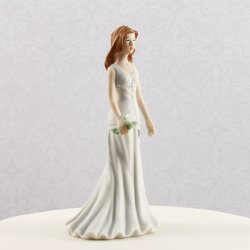 14 cm kagefigur eller bordpynt - Hvid kjole