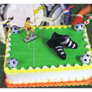 Kage kit - fodboldspiller, stvler, bolde og flag