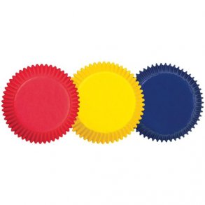 Papir bageforme til muffins / cupcakes i multi farver - rd gul bl