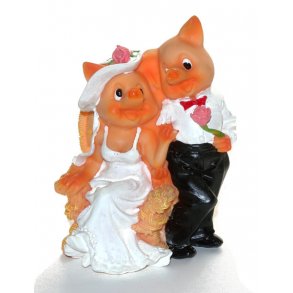11 cm kagefigur til bryllup - ''Grisepar'' hat