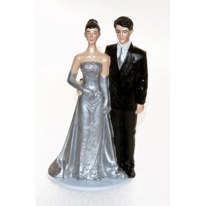 13,0 cm kagefigur til s&oslash;lvbryllup - Mellem