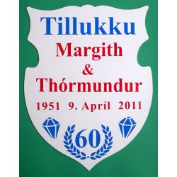 60 &aring;r - Skjold til diamantbryllup - Fix og f&aelig;rdig