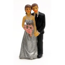   7,5 cm Bryllupsfigur - slvbrudepar