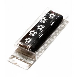 Bånd - 15 mm sort bånd med fodboldmotiver