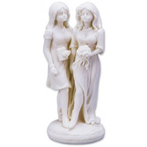 12 cm bryllupsfigur til bryllup - 2 kvinder - hvid