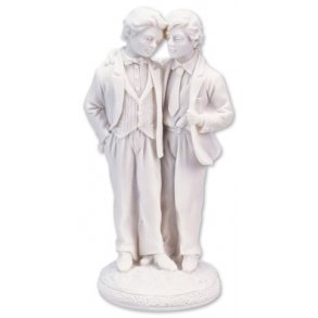 13 cm bryllupsfigur til bryllup - 2 mænd - hvid