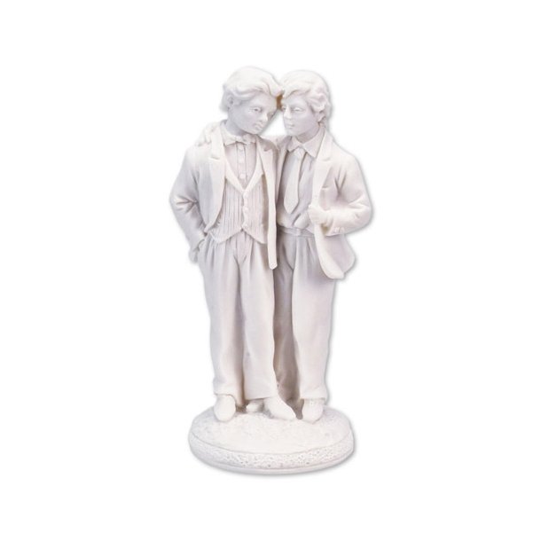 13 cm bryllupsfigur til bryllup - 2 m&aelig;nd - hvid