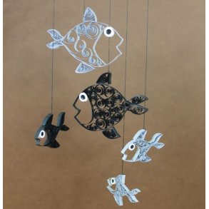 Quilling st - fisk - sort/slv