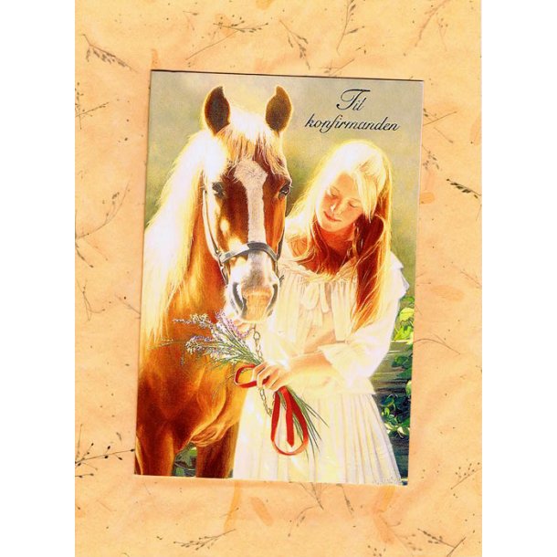 Telegram konfirmation - Pige med hest