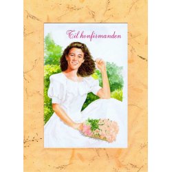 Telegram konfirmation - Pige i hvid kjole