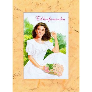 Telegram konfirmation - Pige i hvid kjole