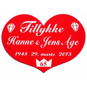 65 r - Skjold til krondiamantbryllup - Hjerte