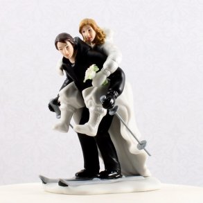 14,5 cm kagefigur til bryllup - Ski par