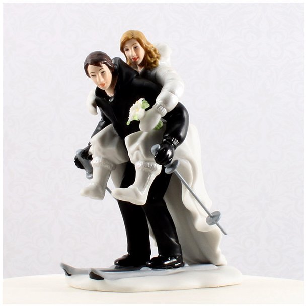 14,5 cm kagefigur til bryllup - Ski par