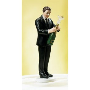 14 cm kagefigur til bryllup - Han åbner champagne
