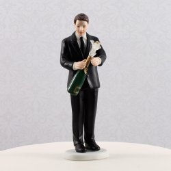 14 cm kagefigur til bryllup - Han &aring;bner champagne