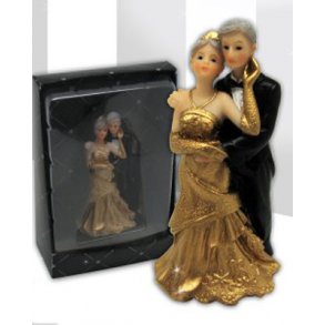  9,5 cm kagefigur til guldbryllup - Kærlig par