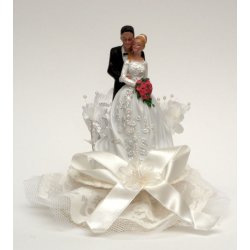 12,5 cm kagefigur til bryllup - Par p pyntet fod