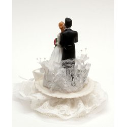 12,5 cm kagefigur til bryllup - Par p pyntet fod
