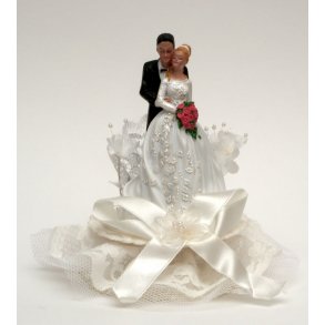 12,5 cm kagefigur til bryllup - Par p pyntet fod