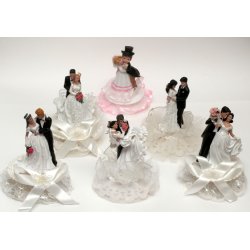 12,5 cm kagefigur til bryllup - Par p pyntet fod
