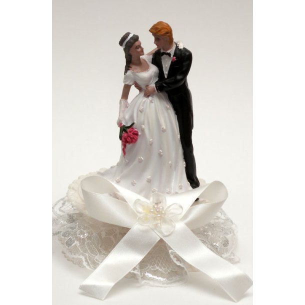12,5 cm kagefigur til bryllup - Par p pyntet fod