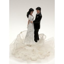 12,5 cm kagefigur til bryllup - Par p pyntet fod