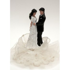 12,5 cm kagefigur til bryllup - Par p pyntet fod
