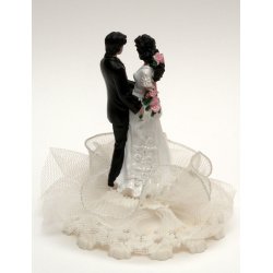 12,5 cm kagefigur til bryllup - Par p pyntet fod