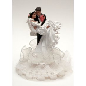 12,5 cm kagefigur til bryllup - Par p pyntet fod