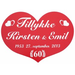 60 r - Skjold til diamantbryllup - Hjerte